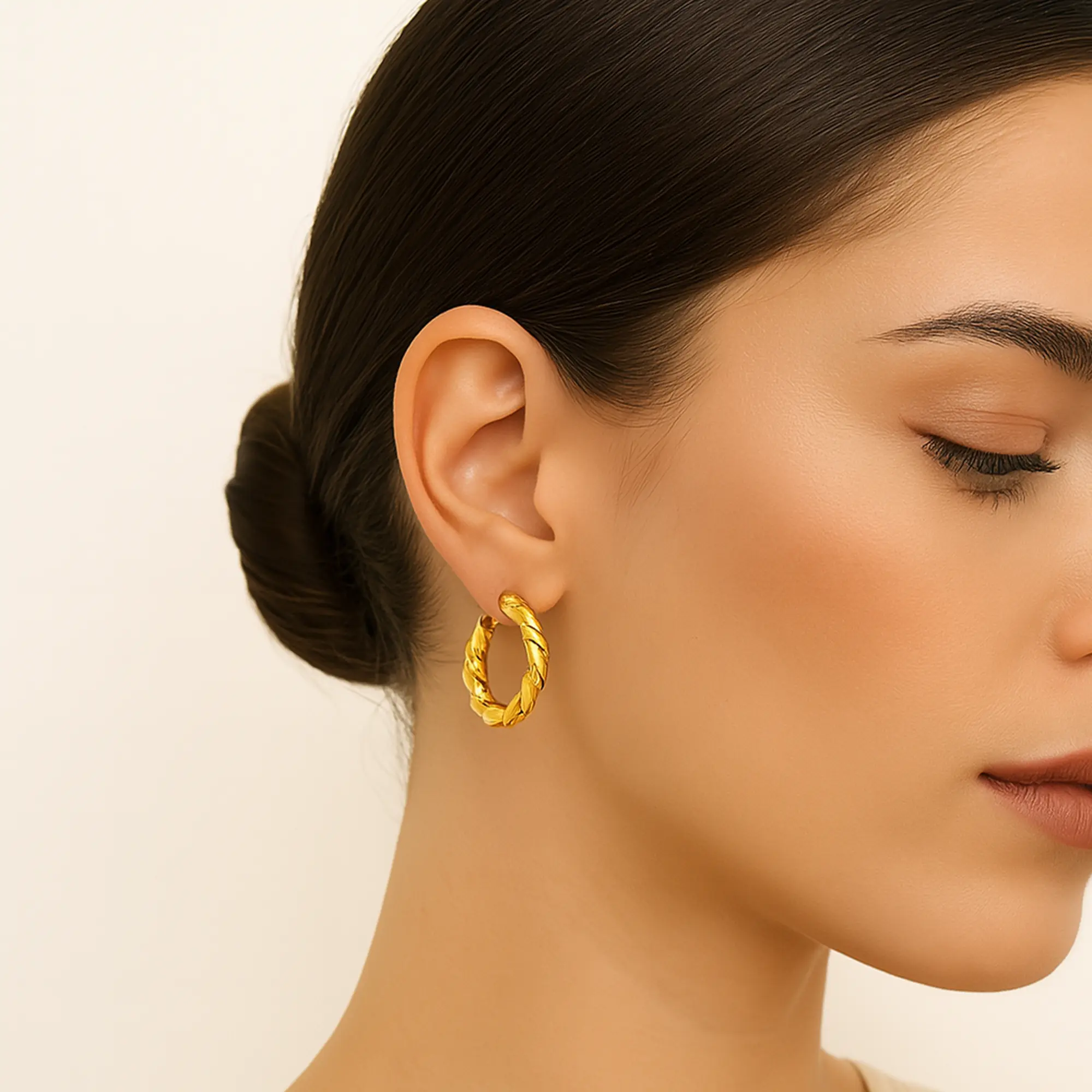 Twisted Round Hoop Earrings - Hover