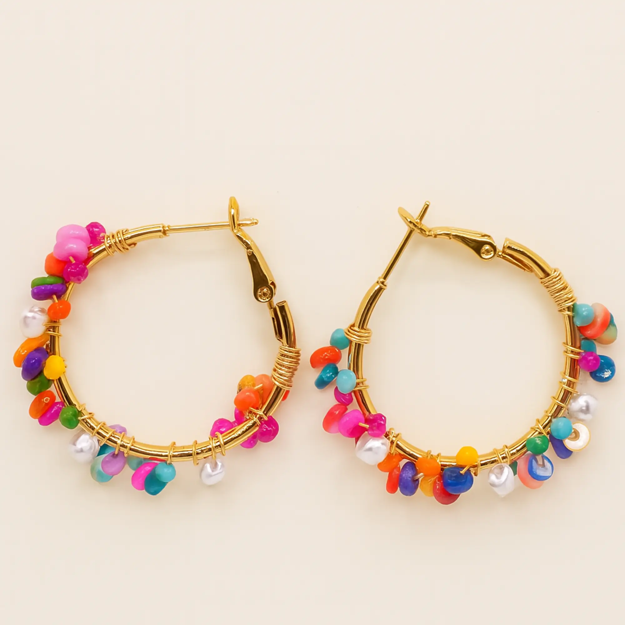 Colorful Cluster Hoops - Hover