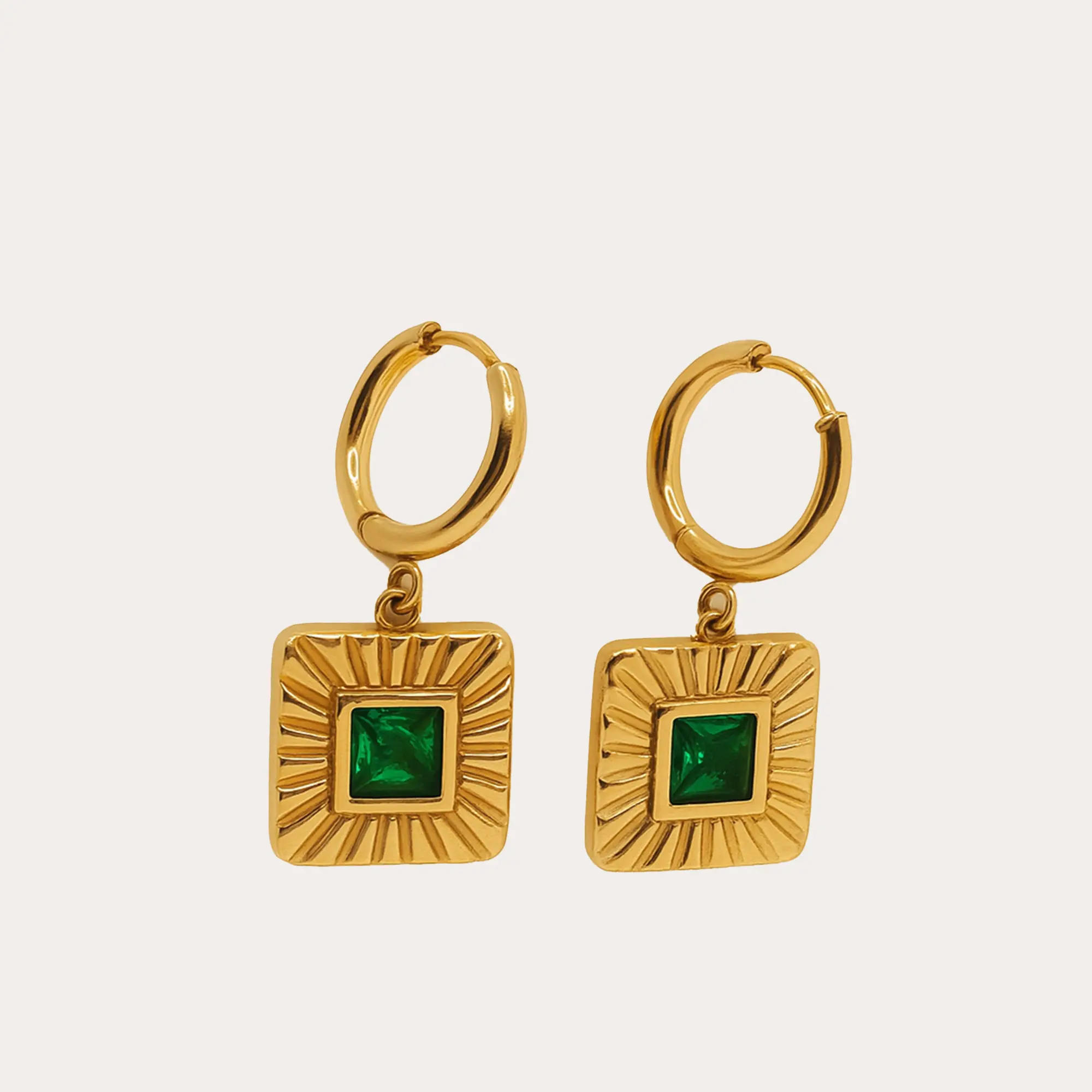Green Crystal Square Drops - Main