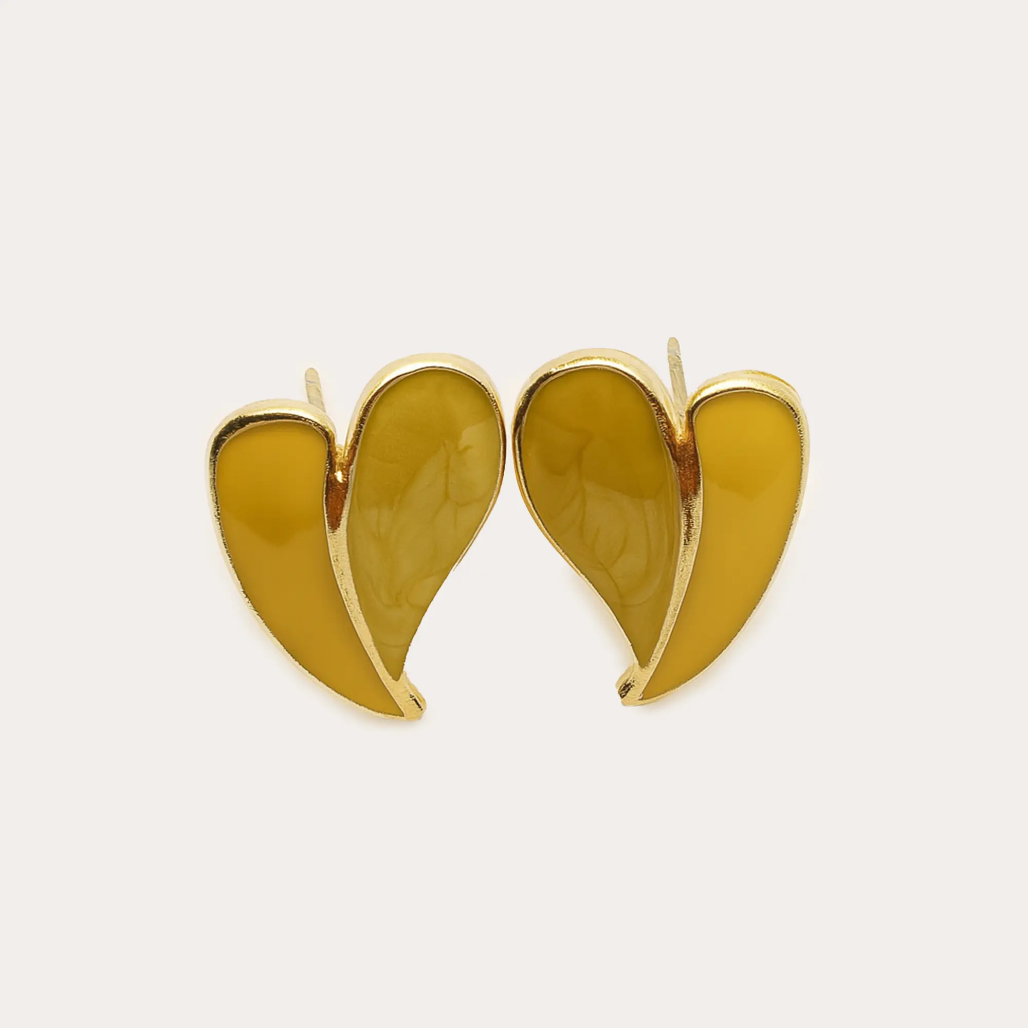 Two-Tone Leaf Stud Earrings - Main