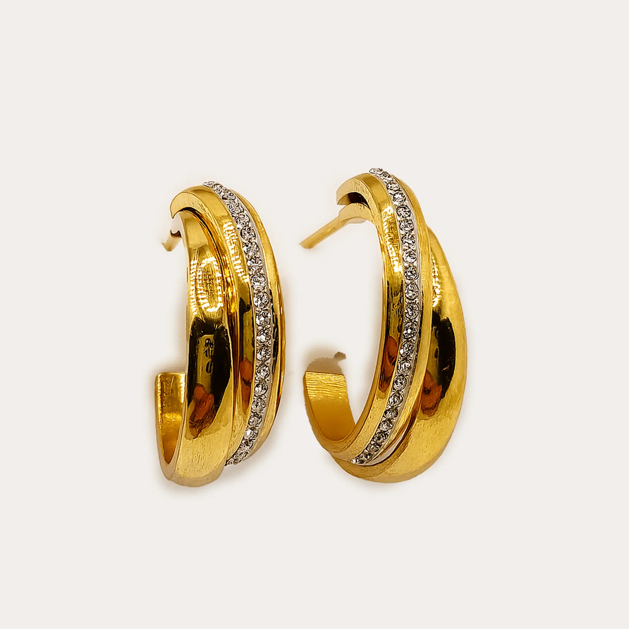 Pave Crossover Hoop Earrings - Main