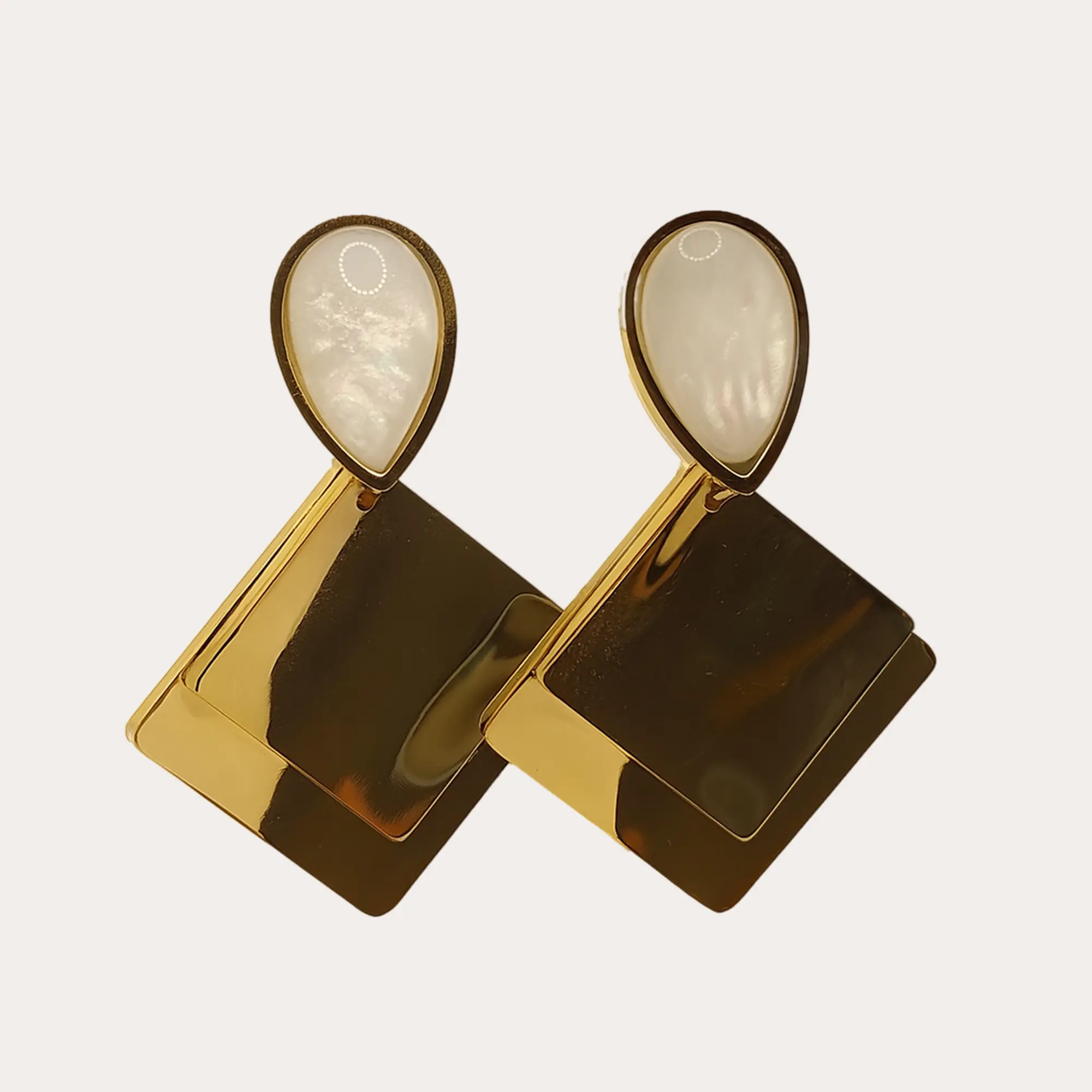 Golden Luster Geometric Earrings - Main