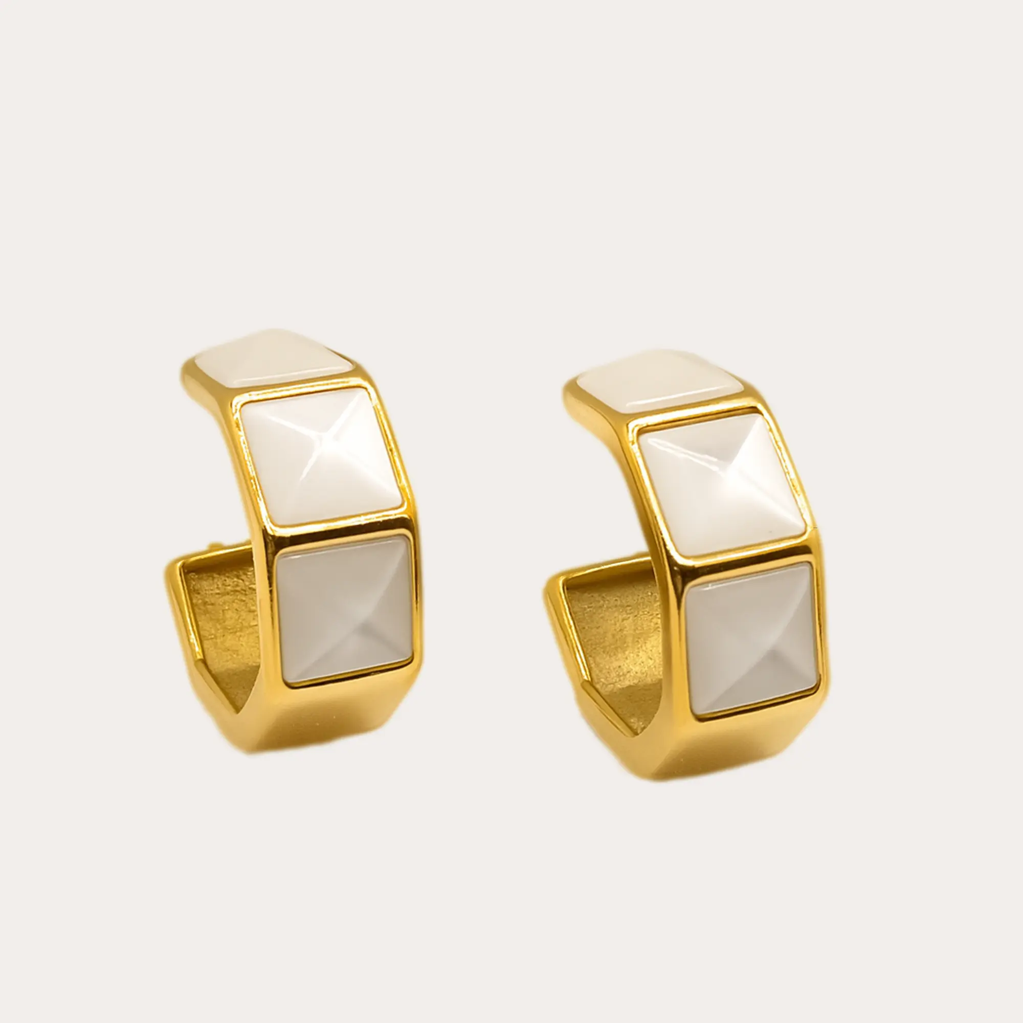 Architectural White Stud Earrings - Main