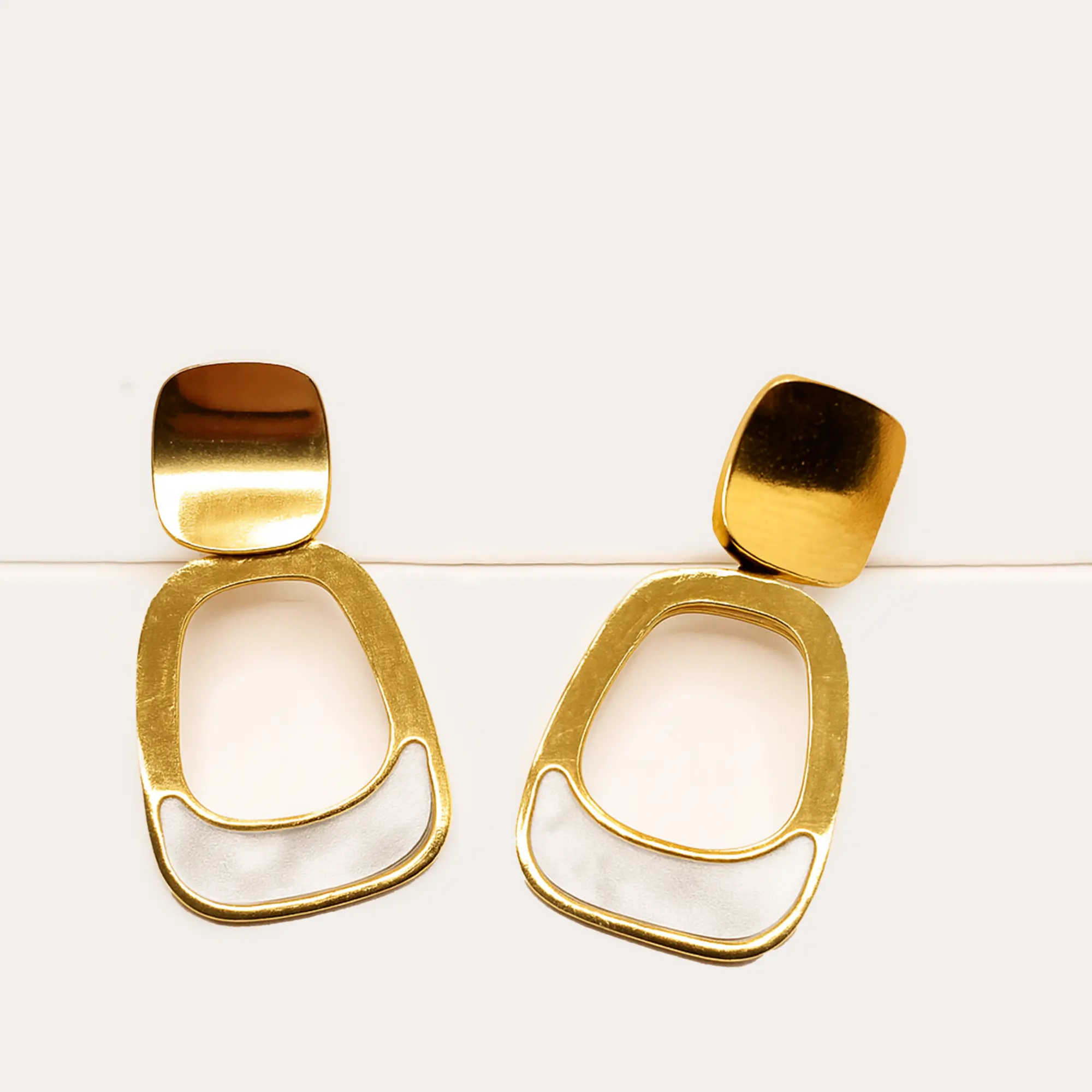 Organic Rectangle Drops, Abstract Dangle Earrings - Main
