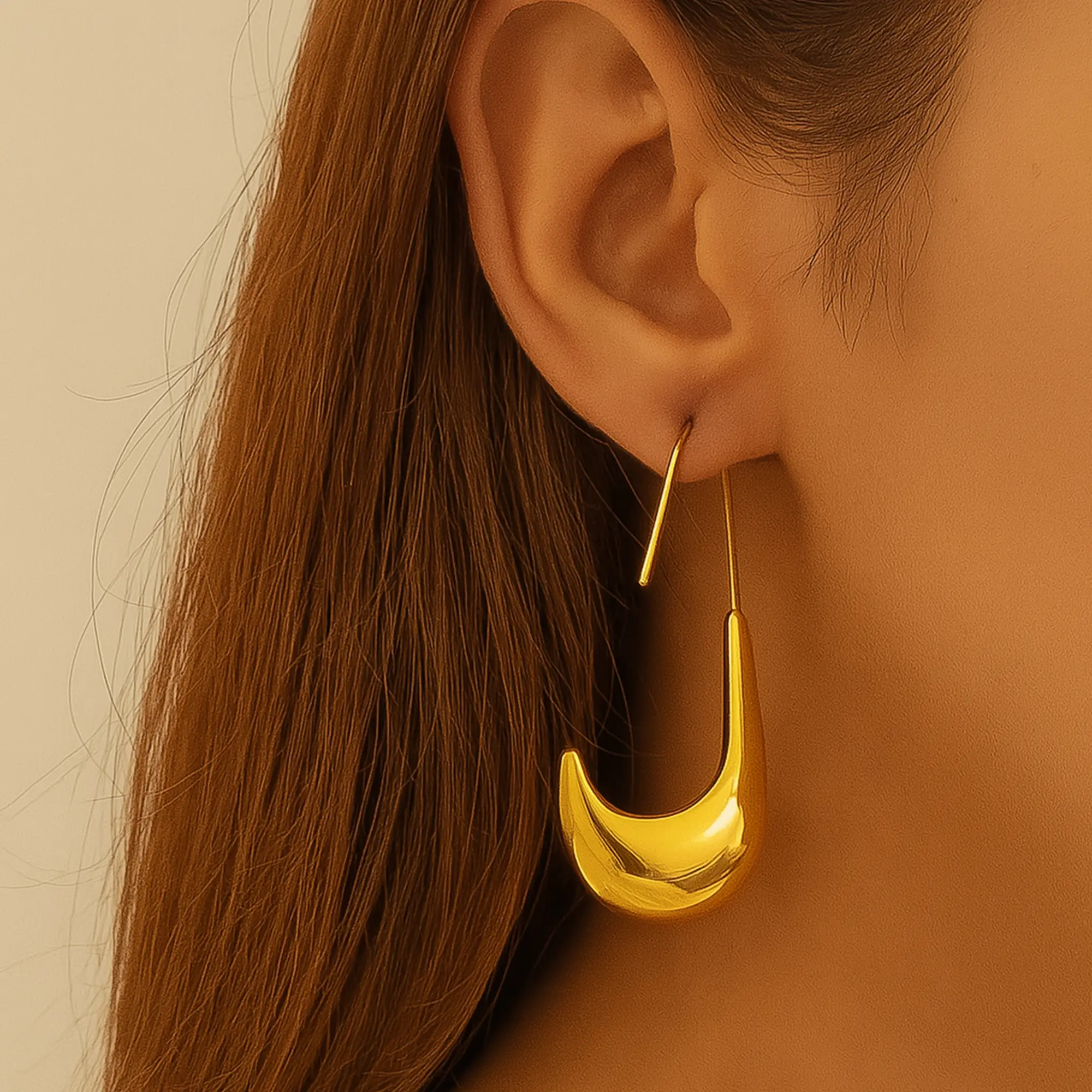 Golden Crescent Hoops - Hover